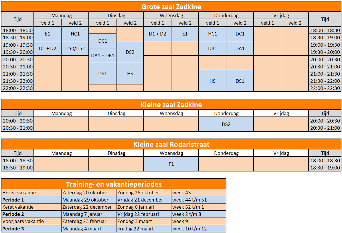 Zaalseizoen 2018-2019