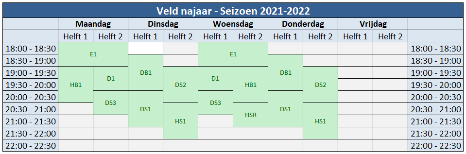 2021-2022 Najaar Veld